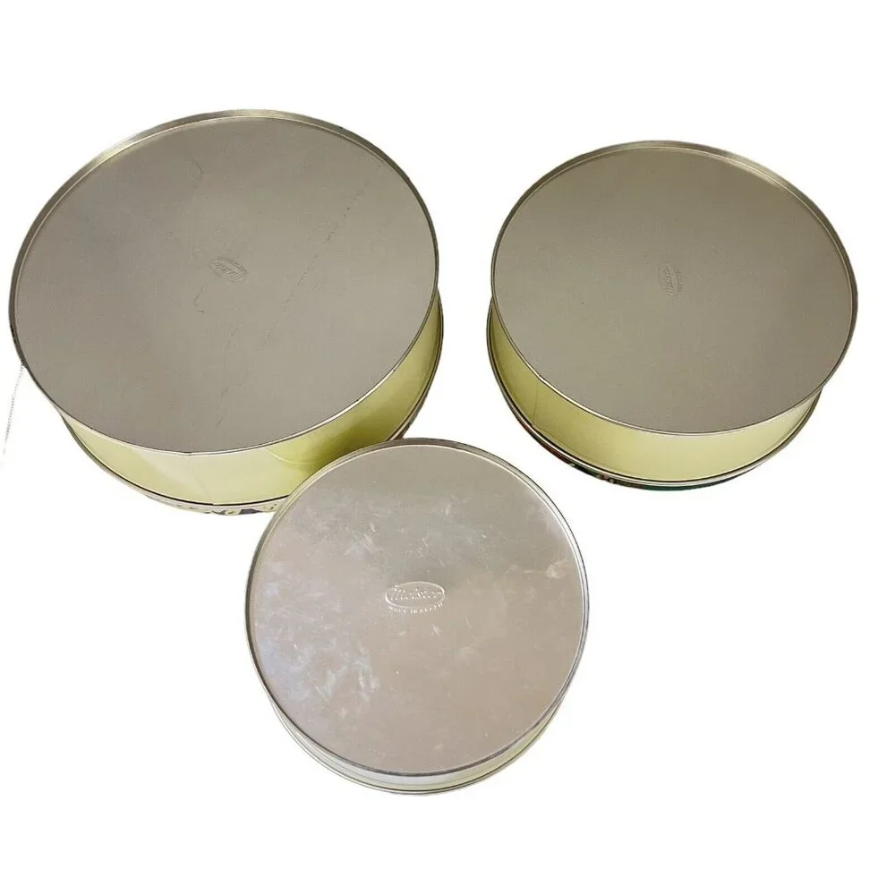 3 Meister Round Nested Tin Cookie Canister Farm Ranch Country Horse Vtg Brazil